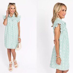 ⛳️Avara Green seersucker and eyelet dress PERFECT for the Masters!⛳️